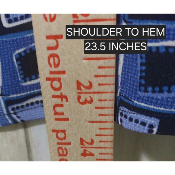 Robbie Bee Blue Geometric Sleeveless 100% Silk Blouse Womens Medium - Picture 7 of 8